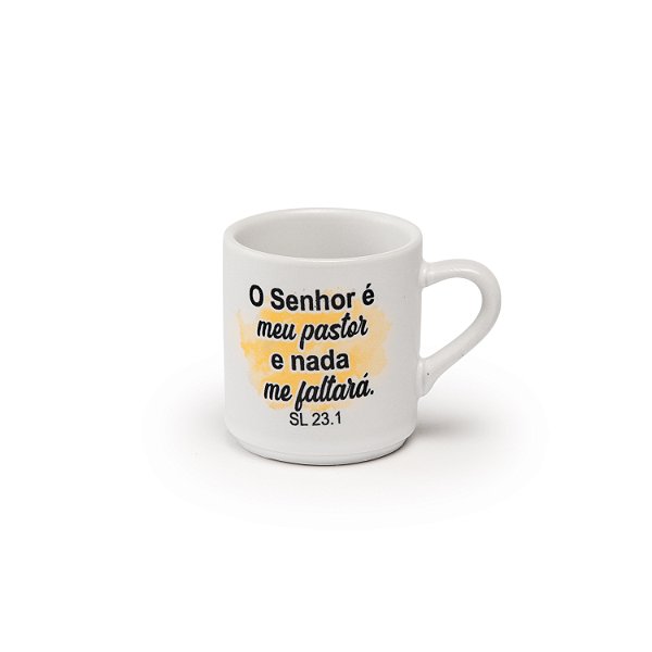 Xícara Café Canequinha Lisa Branca Decorada Salmo 60 ml