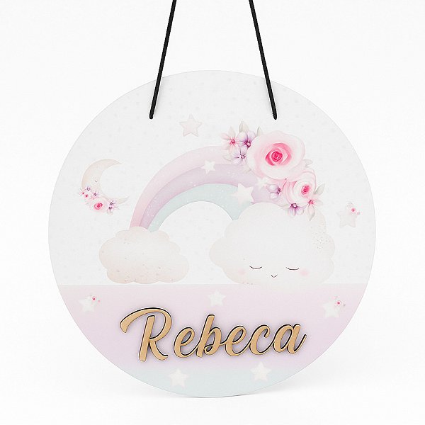 Placa Decorativa de Porta - Arco-íris