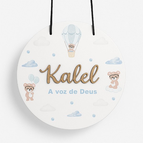 Placa Decorativa de Porta - Ursinho