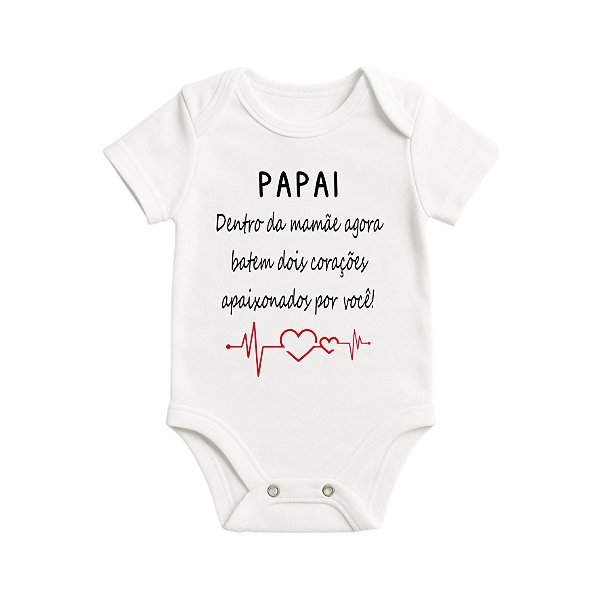 Body Infantil - Branco - 2 corações para o Papai