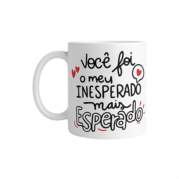 Caneca de porcelana branca - Amor Inesperado