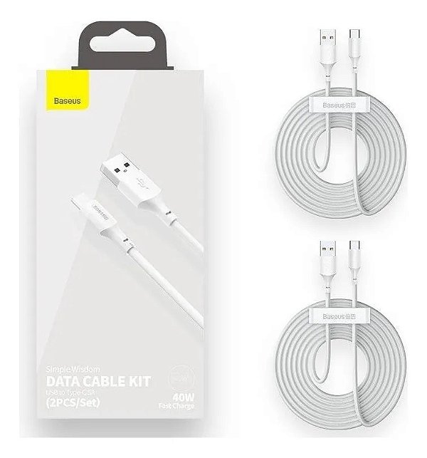 CABO BASEUS 2 EM 1 - 1,5M TYPE-C USB - 40W 5A