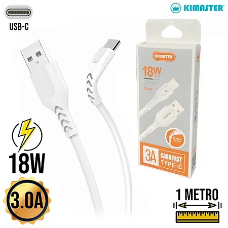 CABO FLEXÍVEL 3A TYPE-C CB705X KIMASTER 1M