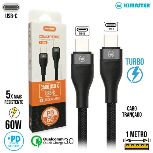 CABO KIMASTER CB818 USB-C UBS-C PD 60W - REFORÇADO