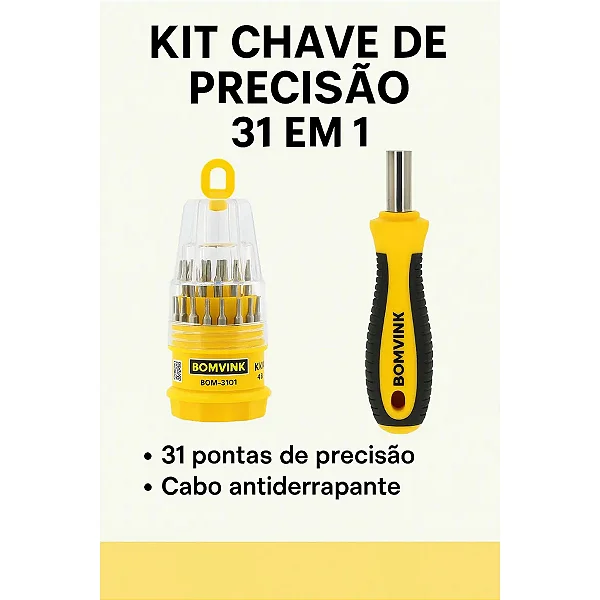Kit Chave Precisão Ferramenta 31 Peças Alen Fenda Philips