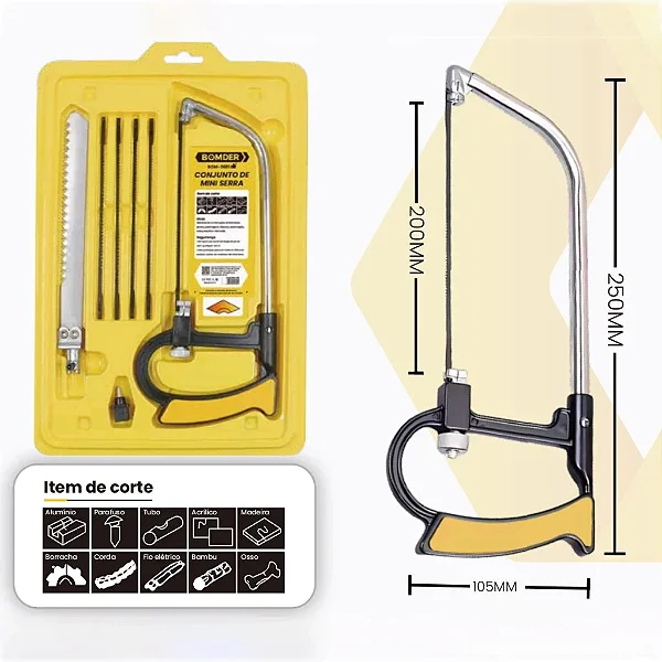 Kit 7 PEÇAS Arco De Serra Mini Serrote Para Vários Materiais