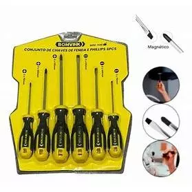 Conjunto de Chaves de Fenda e Philips 6 PÇ