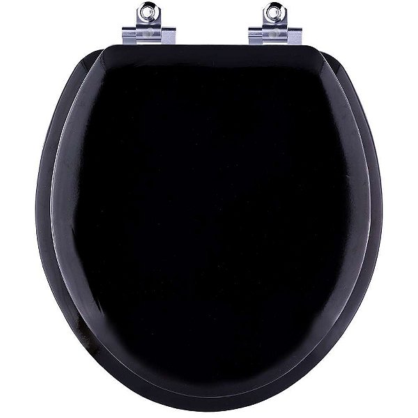 Tampa de Vaso Sanitário Almofadado com Amortecedor Oval Preta