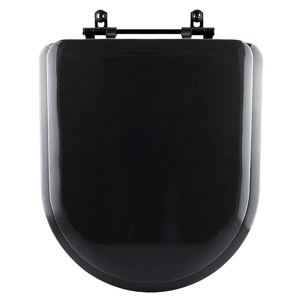 Tampa de Vaso Sanitário Almofadado Carrara Preto para vaso Deca com Ferragem Preta