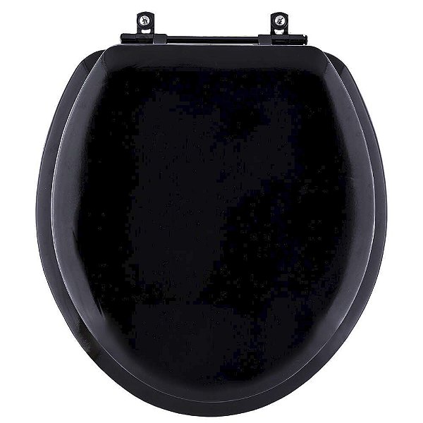 Tampa de Vaso Sanitário Almofadado Convencional Preto Universal com Ferragem Preta
