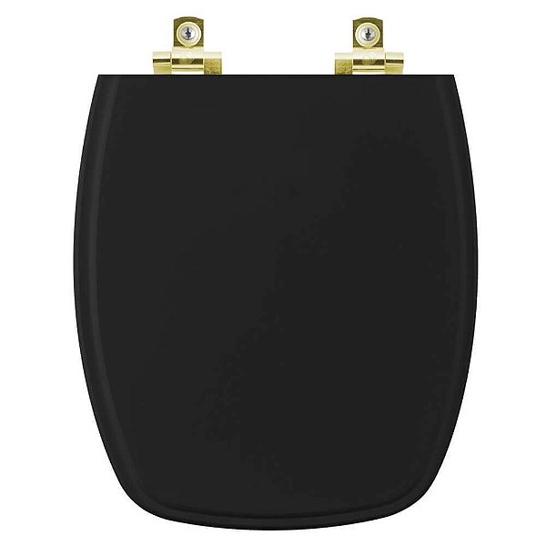 Tampa de Vaso Sanitário Laqueado Soft Close Stylus Preto para vaso Celite com Ferragem Dourada