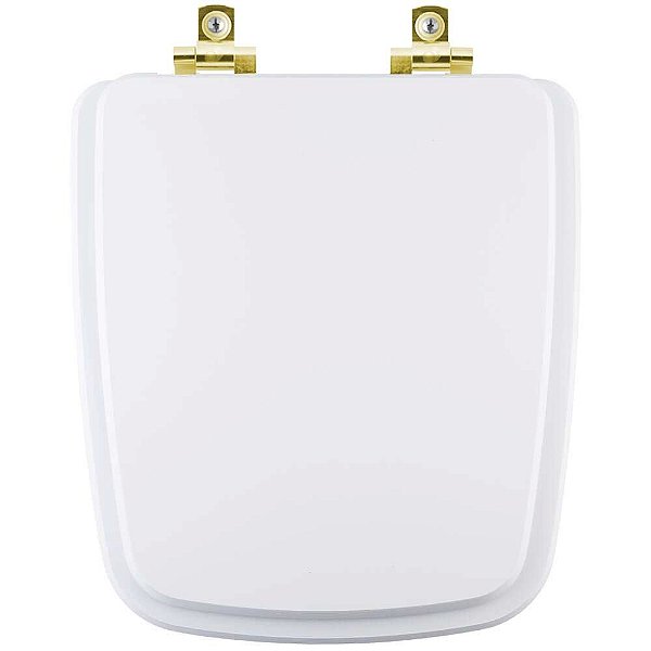 Tampa de Vaso Sanitário Laqueado Soft Close Clean Branco para vaso Deca com Ferragem Dourada