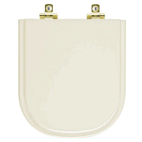 Tampa de Vaso Sanitário Laqueado Soft Close Vogue Plus Creme para vaso Deca com Ferragem Dourada