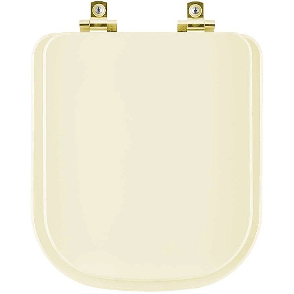 Tampa de Vaso Sanitário Laqueado Soft Close Misti Palha para vaso Icasa com Ferragem Dourada