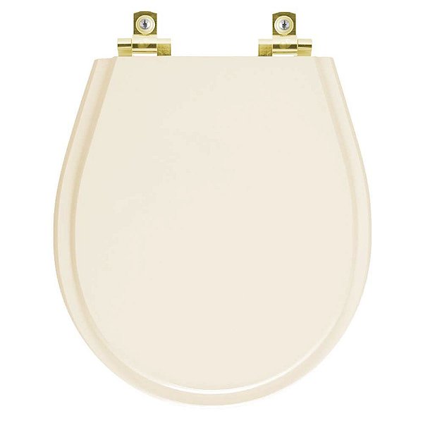 Tampa de Vaso Sanitário Laqueado Soft Close Avalon Bone para vaso Ideal Standard com Ferragem Dourada