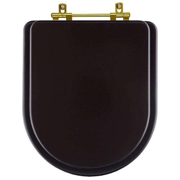 Tampa de Vaso Sanitário Laqueado Carrara Marrom Degrade para vaso Deca com Ferragem Dourada