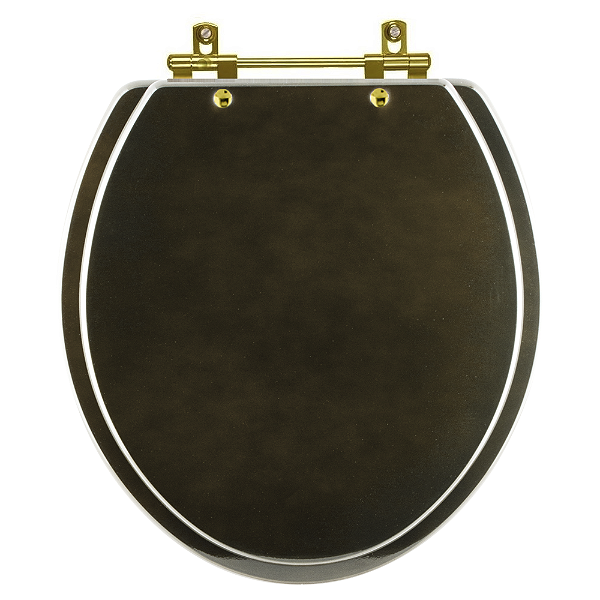 Tampa de Vaso Sanitário Laqueado Convencional Oval Universal Marrom Degradê com Ferragem Dourada