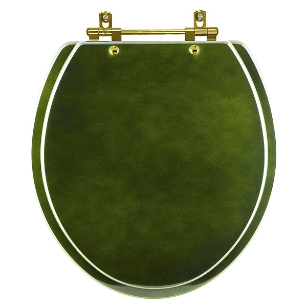 Tampa de Vaso Sanitário Laqueado Convencional Oval Universal Verde Degradê com Ferragem Dourada