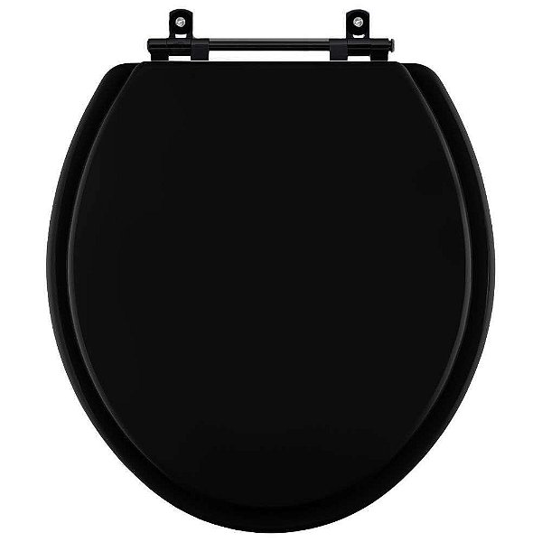 Tampa de Vaso Sanitário Laqueado Convencional Oval Universal Branco com Ferragem Preta