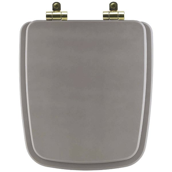 Tampa de Vaso Sanitário Poliéster Soft Close Boss Stone (Cinza Fosco) para vaso Incepa com Ferragem Dourada
