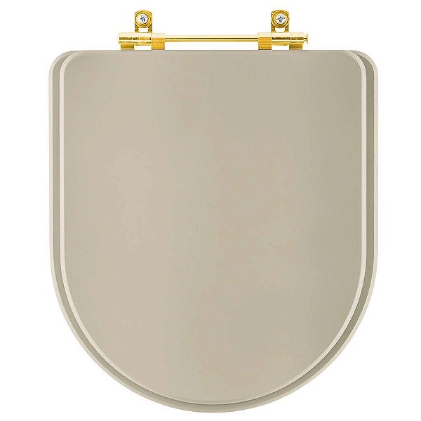 Tampa de Vaso Sanitário Poliéster Carrara Bege Saara para vaso Deca com Ferragem Dourada