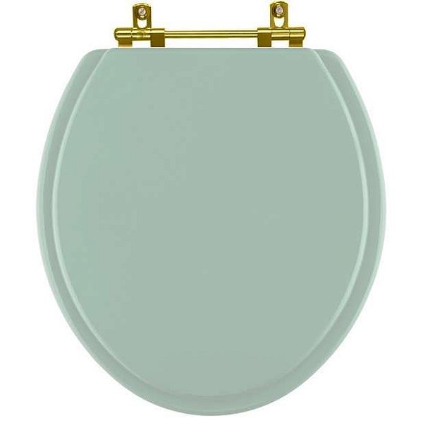 Tampa de Vaso Sanitário Poliéster Convencional Universal Oval Verde Claro com Ferragem Dourada