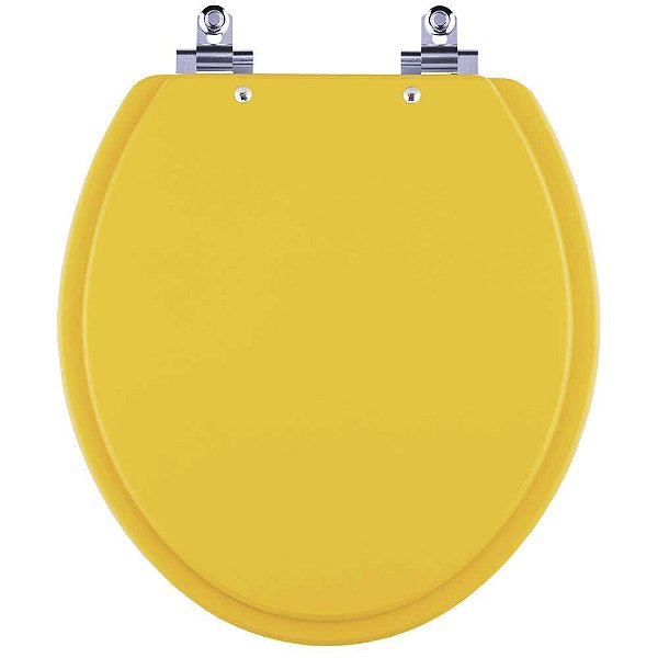 Tampa de Vaso Sanitário Laqueado Soft Close Convencional Oval Amarelo Fosco