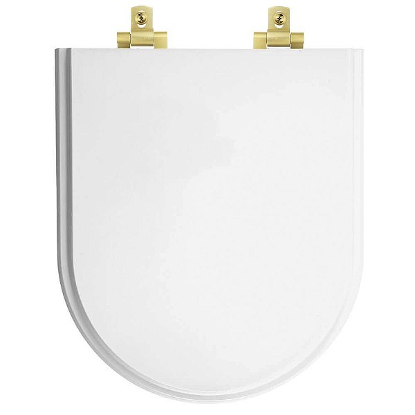 Tampa de Vaso Sanitário Laqueado Soft Close Belle Epoque Branco para vaso Deca com Ferragem Dourada