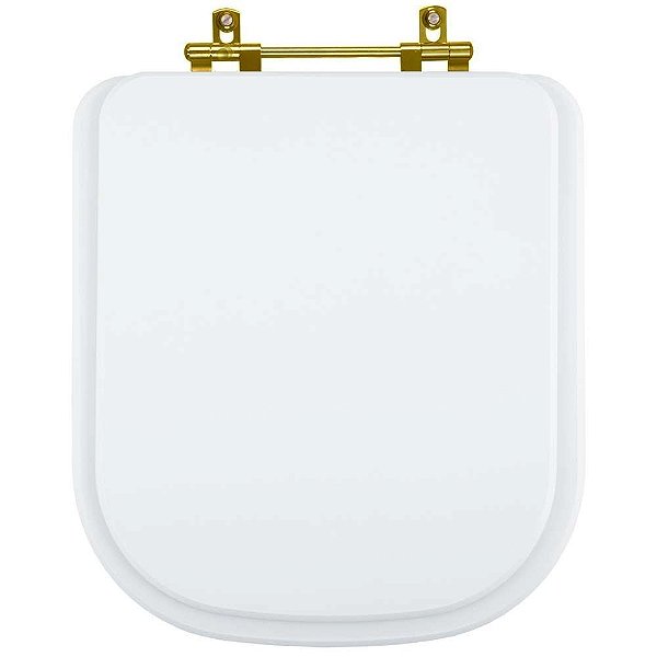 Tampa de Vaso Sanitário Laqueado Elite Branco para vaso Celite Com Ferragem Dourada