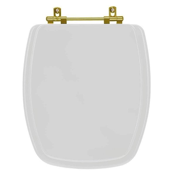 Tampa de Vaso Sanitário Laqueado Stylus Cinza Prata para vaso Celite com Ferragem Dourada