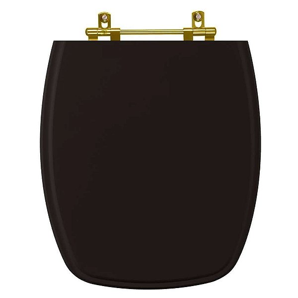 Tampa de Vaso Sanitário Laqueado Stylus Preto Com Ferragem Dourada