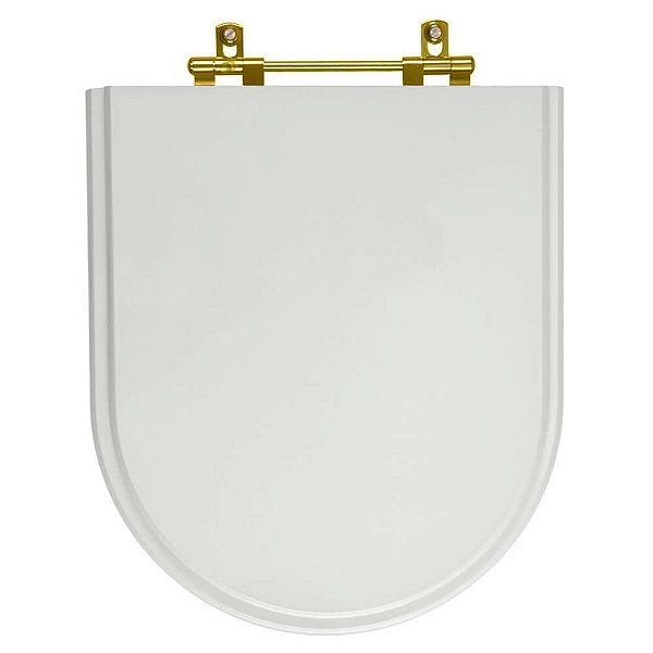 Tampa de Vaso Sanitário Laqueado Carrara Cinza Real para vaso Deca Com Ferragem Dourada