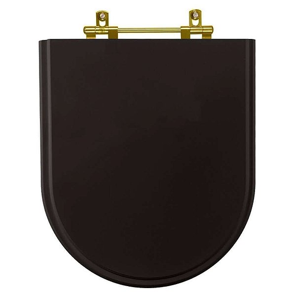 Tampa de Vaso Sanitário Laqueado Carrara Preto para Deca Ferragem Dourada