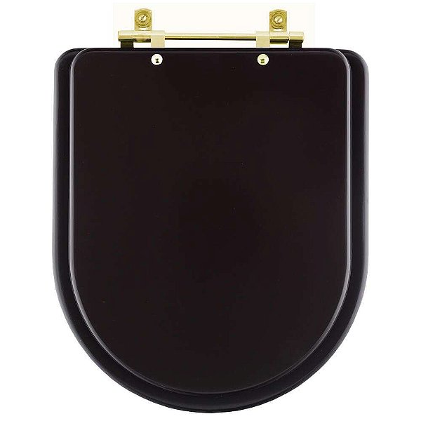 Tampa de Vaso Sanitário Laqueado Link Marrom Fosco para vaso Deca Com Ferragem Dourada