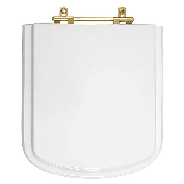 Tampa de Vaso Sanitário Laqueado Bali Branco para vaso Incepa Com Ferragem Dourada