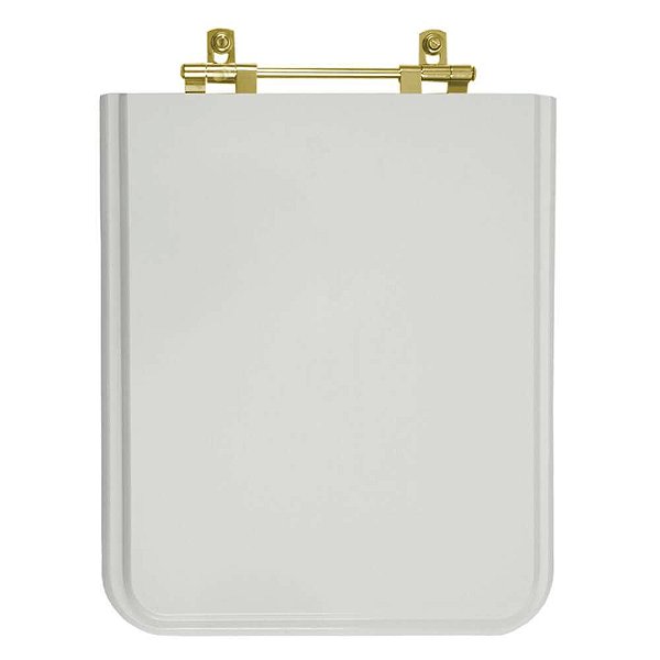 Tampa de Vaso Sanitário Laqueado Square Cinza Platina para vaso Incepa Com Ferragem Dourada