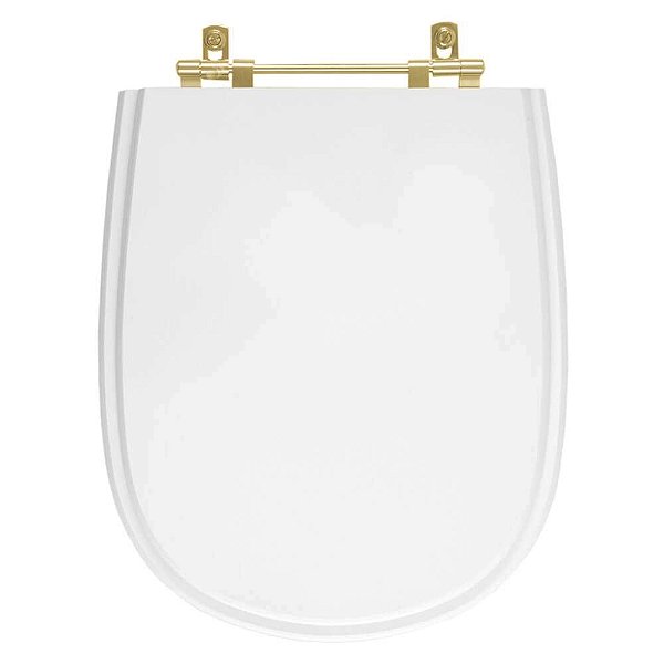 Tampa de Vaso Sanitário Laqueado Paris Branco para vaso Ideal Standard Com Ferragem Dourada