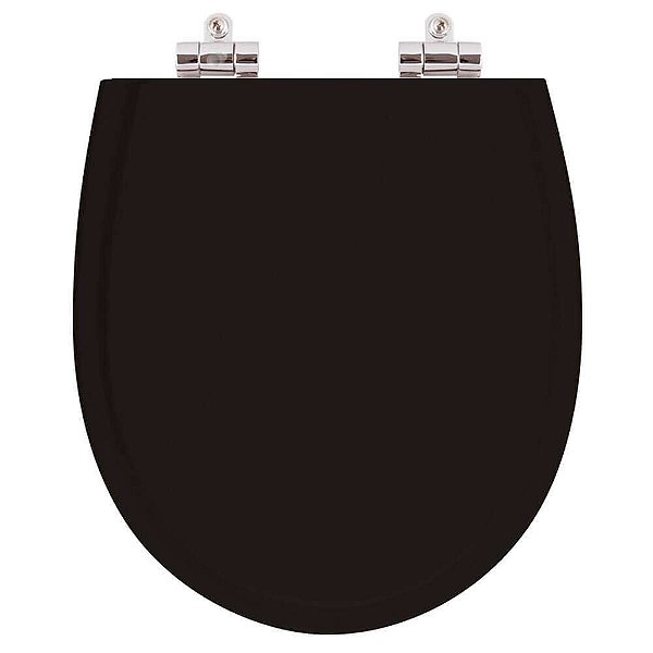 Tampa de Vaso Sanitário Poliéster Soft Close Polo Preto para vaso Hervy