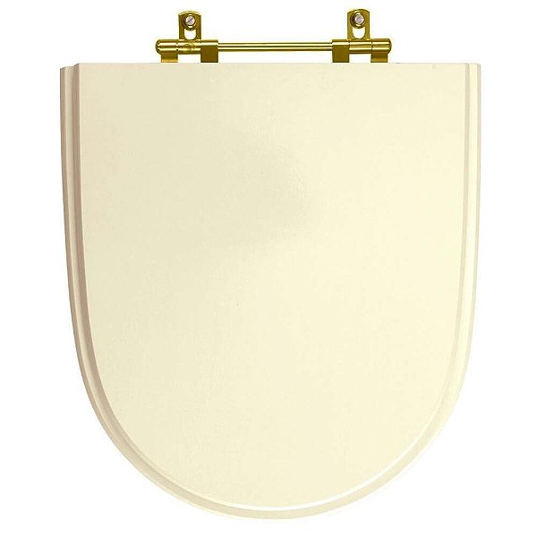 Tampa de Vaso Sanitário Poliéster Mondiale Marfim (Bege Claro) com ferragem dourada