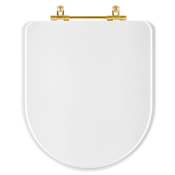 Tampa de Vaso Sanitário Poliéster Belle Epoque Branco com ferragem Dourada