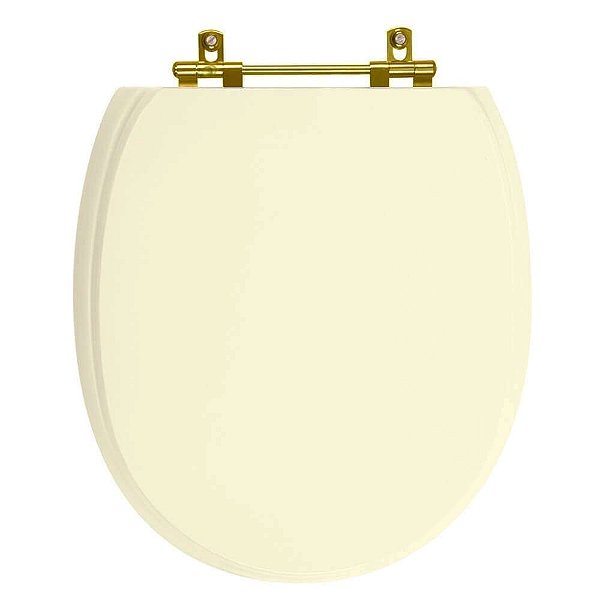 Tampa de Vaso Sanitário Poliéster De Ville Creme Ferragem Dourada para vaso Deca