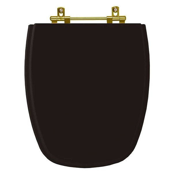 Tampa de Vaso Sanitário Poliéster Monte Carlo Ébano (Preto) para vaso Deca com Ferragem Dourada