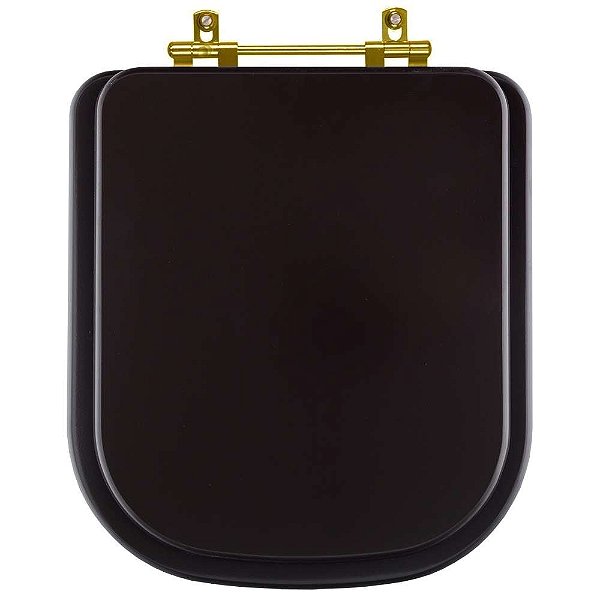 Tampa de Vaso Sanitário Poliéster Piano Marrom Fosco Ferragem Dourada para vaso Deca