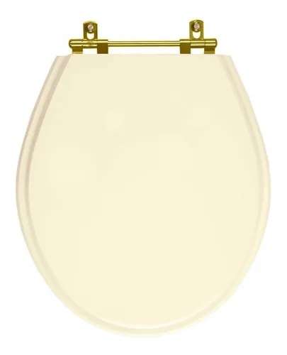 Tampa de Vaso Sanitário Poliéster Ravena Creme Ferragem Dourada