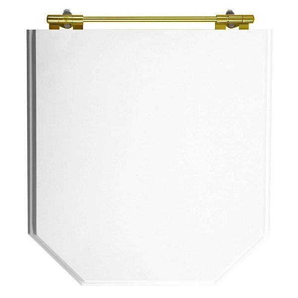 Tampa de Vaso Sanitário Poliéster Atrium Branco com ferragem Dourada