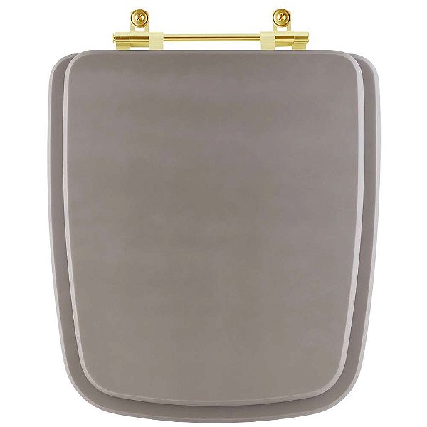 Tampa de Vaso Sanitário Poliéster Boss Cinza Fosco Gris para vaso Incepa Com Ferragem Dourada