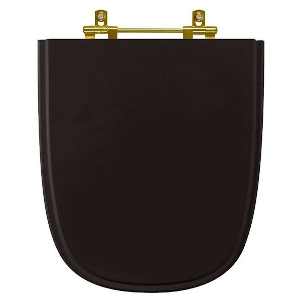 Tampa de Vaso Sanitário Poliéster Ibiza Preto Com Ferragem Dourada