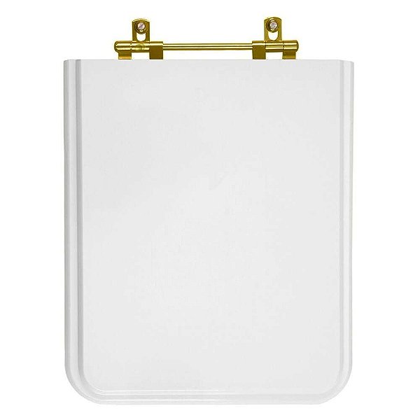 Tampa de Vaso Sanitário Poliéster Square Branco com ferragem Dourada para vaso Incepa Cidamar