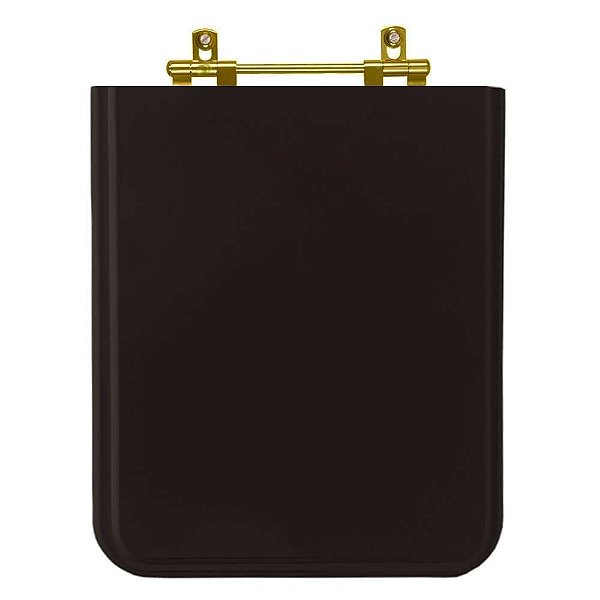 Tampa de Vaso Sanitário Poliéster Square Preto para vaso Incepa com Ferragem Dourada