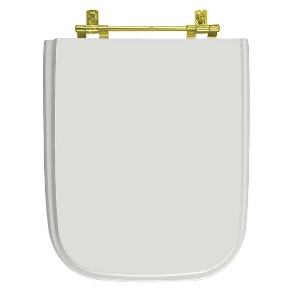 Tampa de Vaso Sanitário Poliéster Tivoli Branco para vaso Ideal Standard Com Ferragem Dourada